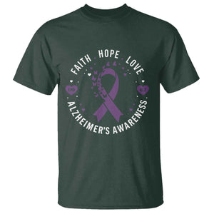 Faith Hope Love Purple Ribbon T Shirt End Alzheimers Butterfly Graphic