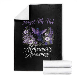 Forget Me Not Alzheimers Awareness Throw Blanket Hummingbird Purple Ribbon Floral