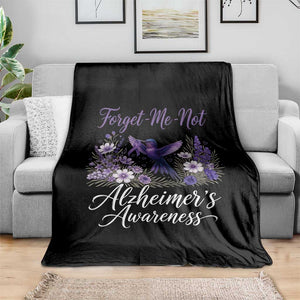 Forget Me Not Alzheimers Awareness Throw Blanket Hummingbird Purple Ribbon Floral