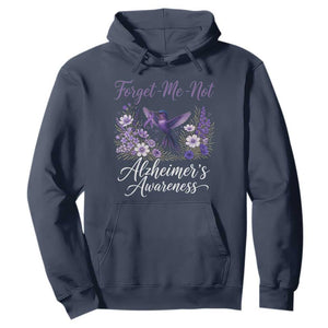 Forget Me Not Alzheimers Awareness Hoodie Hummingbird Purple Ribbon Floral