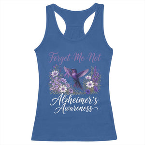 Forget Me Not Alzheimers Awareness Racerback Tank Top Hummingbird Purple Ribbon Floral
