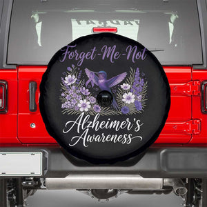 Forget Me Not Alzheimers Awareness Spare Tire Cover Hummingbird Purple Ribbon Floral