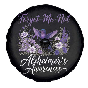 Forget Me Not Alzheimers Awareness Spare Tire Cover Hummingbird Purple Ribbon Floral