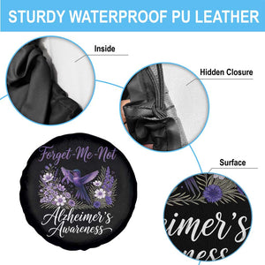 Forget Me Not Alzheimers Awareness Spare Tire Cover Hummingbird Purple Ribbon Floral