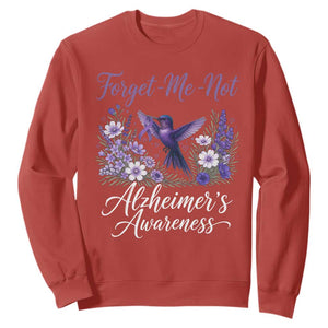 Forget Me Not Alzheimers Awareness Sweatshirt Hummingbird Purple Ribbon Floral