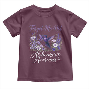Forget Me Not Alzheimers Awareness Toddler T Shirt Hummingbird Purple Ribbon Floral