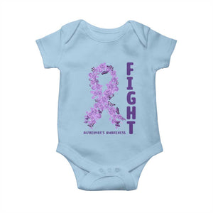 Fight Alzheimers Awareness Support Baby Onesie Purple Ribbon Floral Butterfly