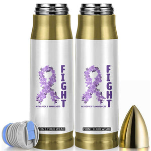 Fight Alzheimers Awareness Support Bullet Tumbler Purple Ribbon Floral Butterfly
