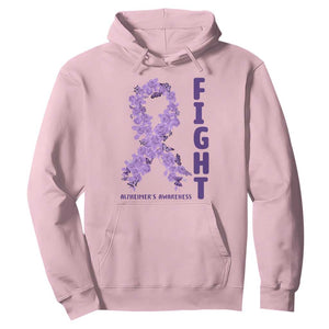 Fight Alzheimers Awareness Support Hoodie Purple Ribbon Floral Butterfly