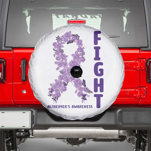 Fight Alzheimers Awareness Support Spare Tire Cover Purple Ribbon Floral Butterfly
