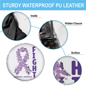 Fight Alzheimers Awareness Support Spare Tire Cover Purple Ribbon Floral Butterfly