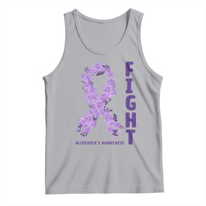 Fight Alzheimers Awareness Support Tank Top Purple Ribbon Floral Butterfly
