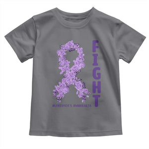 Fight Alzheimers Awareness Support Toddler T Shirt Purple Ribbon Floral Butterfly