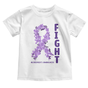 Fight Alzheimers Awareness Support Toddler T Shirt Purple Ribbon Floral Butterfly