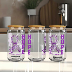 Hope Alzheimer's Awareness Purple Butterfly Ribbon Support Glass Can
