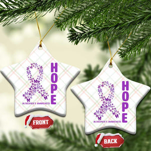 Hope Alzheimer's Awareness Purple Butterfly Ribbon Support Ceramic Ornament