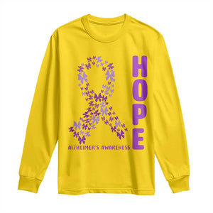 Hope Alzheimer's Awareness Purple Butterfly Ribbon Support Long Sleeve Shirt