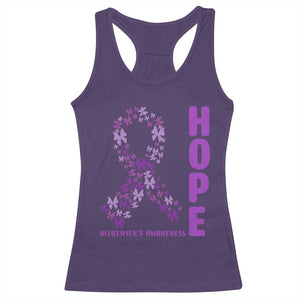 Hope Alzheimer's Awareness Purple Butterfly Ribbon Support Racerback Tank Top