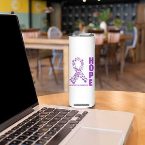 Hope Alzheimer's Awareness Purple Butterfly Ribbon Support Skinny Tumbler