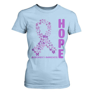 Hope Alzheimer's Awareness Purple Butterfly Ribbon Support T Shirt For Women
