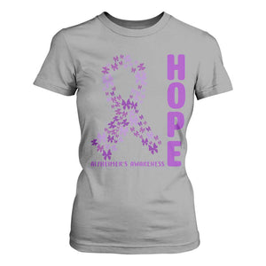 Hope Alzheimer's Awareness Purple Butterfly Ribbon Support T Shirt For Women