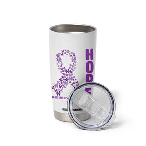 Hope Alzheimer's Awareness Purple Butterfly Ribbon Support Tumbler Cup