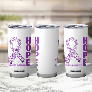 Hope Alzheimer's Awareness Purple Butterfly Ribbon Support Tumbler Cup