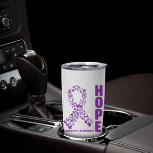 Hope Alzheimer's Awareness Purple Butterfly Ribbon Support Tumbler Cup
