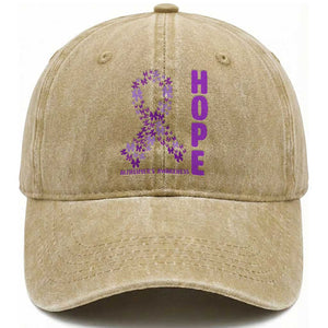 Hope Alzheimer's Awareness Purple Butterfly Ribbon Support Washed Cotton Baseball Cap