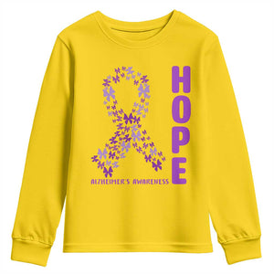 Hope Alzheimer's Awareness Purple Butterfly Ribbon Support Youth Sweatshirt
