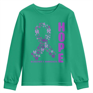 Hope Alzheimer's Awareness Purple Butterfly Ribbon Support Youth Sweatshirt