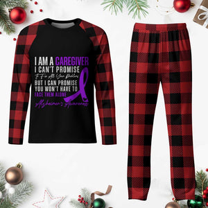 Alzheimer's Caregiver Support Plaid Pajama Set Purple Ribbon Hope Graphic
