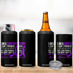 Alzheimer's Caregiver Support 4 in 1 Can Cooler Tumbler Purple Ribbon Hope Graphic