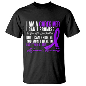 Alzheimer's Caregiver Support T Shirt Purple Ribbon Hope Graphic