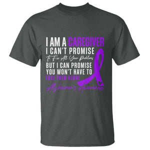 Alzheimer's Caregiver Support T Shirt Purple Ribbon Hope Graphic