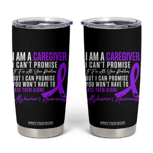 Alzheimer's Caregiver Support Tumbler Cup Purple Ribbon Hope Graphic