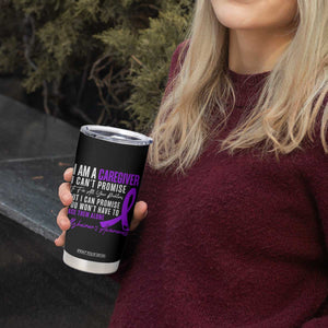 Alzheimer's Caregiver Support Tumbler Cup Purple Ribbon Hope Graphic