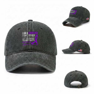 Alzheimer's Caregiver Support Washed Cotton Baseball Cap Purple Ribbon Hope Graphic