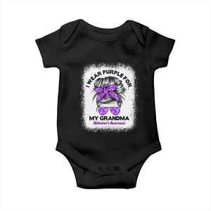 I Wear Purple For My Grandma Baby Onesie Alzheimers Awareness Messy Bun Graphic