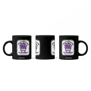 I Wear Purple For My Grandma Coffee Mug Alzheimers Awareness Messy Bun Graphic