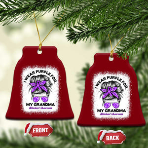 I Wear Purple For My Grandma Ceramic Ornament Alzheimers Awareness Messy Bun Graphic