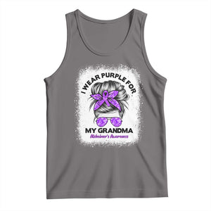 I Wear Purple For My Grandma Tank Top Alzheimers Awareness Messy Bun Graphic