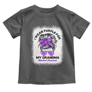 I Wear Purple For My Grandma Toddler T Shirt Alzheimers Awareness Messy Bun Graphic