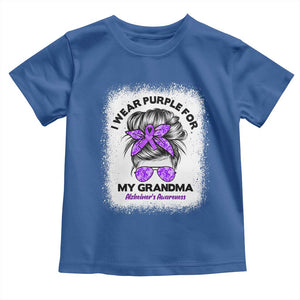 I Wear Purple For My Grandma Toddler T Shirt Alzheimers Awareness Messy Bun Graphic