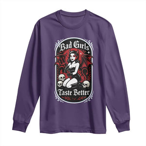 Bad Girls Taste Better Long Sleeve Shirt Adult Humor Devil Girl Gift TS12 Purple Print Your Wear