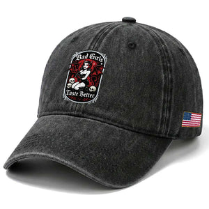 Bad Girls Taste Better Washed Cotton Baseball Cap Adult Humor Devil Girl Gift TS12 Print Your Wear