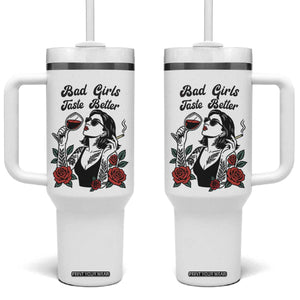 Bad Girls Taste Better Tumbler With Handle Tattoo Girl Adult Humor Gift TS12 One Size: 40 oz White Print Your Wear