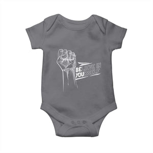 Believe In Yourself Baby Onesie Strong Fist Motivational Quote TS12 Charcoal Print Your Wear