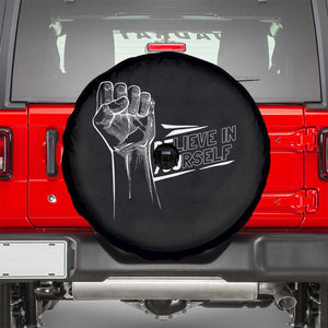 Believe In Yourself Spare Tire Cover Strong Fist Motivational Quote TS12 Black Print Your Wear