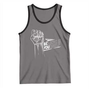 Believe In Yourself Tank Top Strong Fist Motivational Quote TS12 Deep Heather Black Print Your Wear